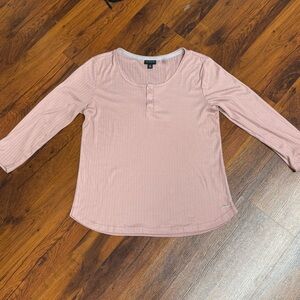 Tahari Pink Long Sleeve Fitted Button Down Shirt